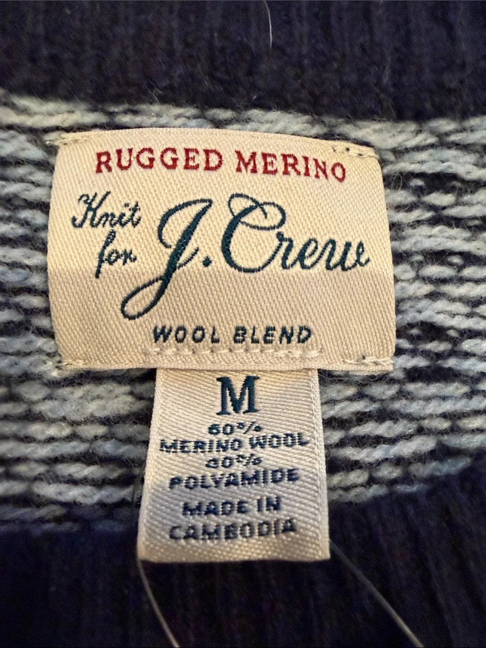 J. Crew Navy and White Patterned Crewneck Sweater